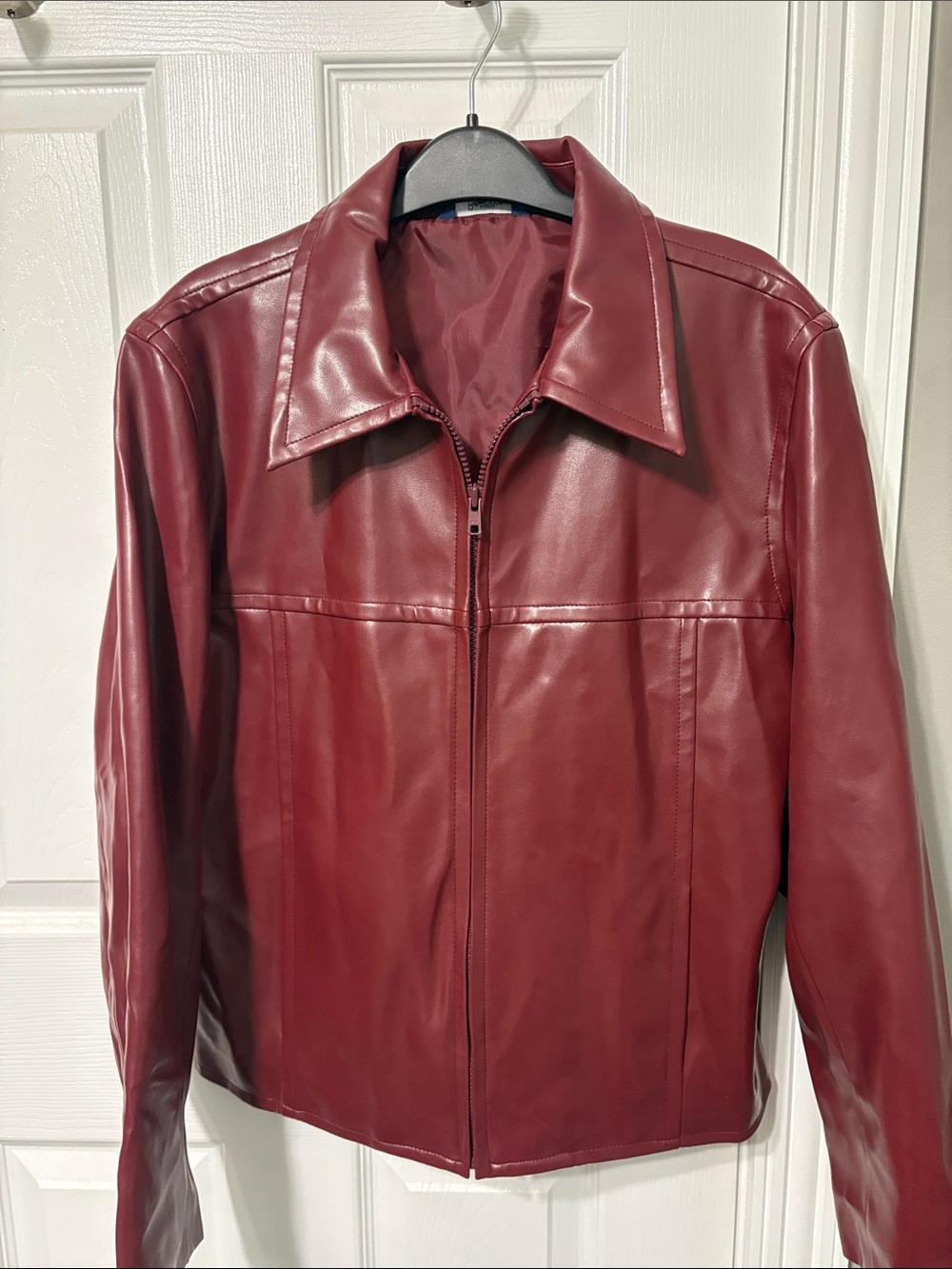Reitmans Burgundy Faux Leather Zip Jacket
